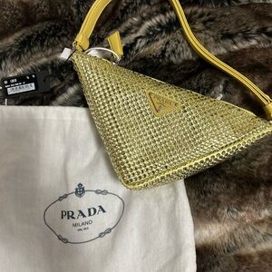SOLD Prada Satin Crystal Triangle Pouch Ananas Purse / Bag